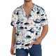 thumbnail image 1 of Fotbe Cartoon Helicopters Camisa Estampada de Manga Corta para Hombre, Casual de Verano, Estilo Playero, Sin Arrugas-Small, 1 of 5