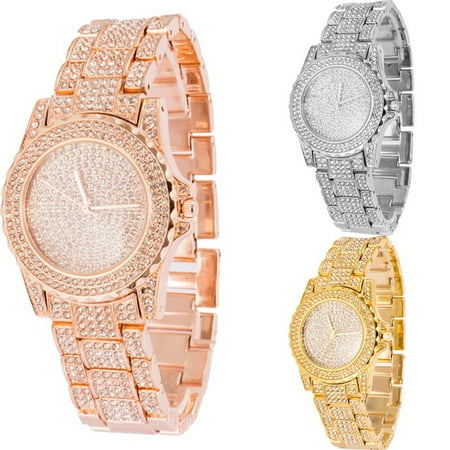 Diamond Luxury Watch - Luxury Ladies Bling Watches Fashion Diamond Rhinestone Wristwatch Quartz Watch