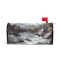 Yayeee Mailbox Cover Magnetic Standard Size Post Box Cover Wrap Decor, River and Mountains