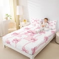 thumbnail image 3 of Erosebridal Cute Coquette Bowknot Queen Sheet Sets,Girls Pink A Alphabet Bed Set For Bowtie Lovers 4 Pieces, 3 of 6