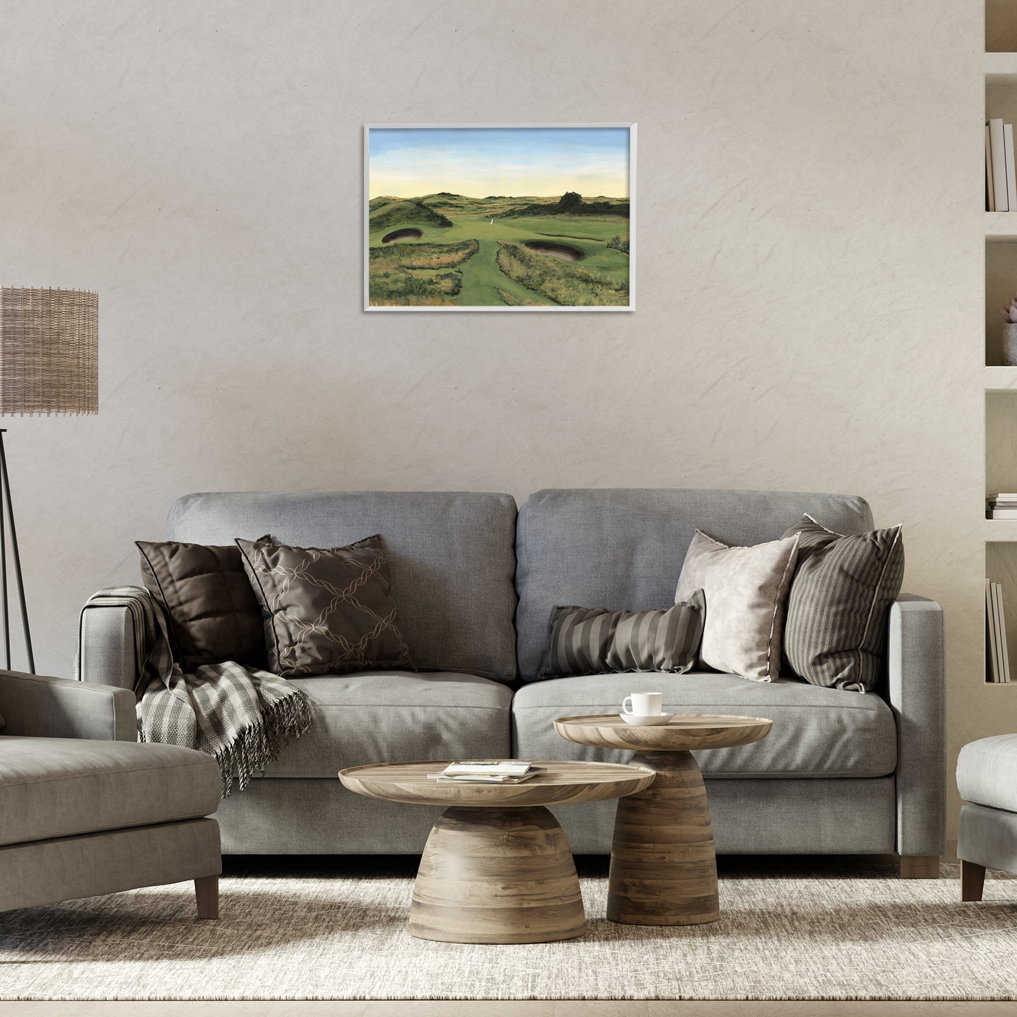 Stupell Industries Golf Field Landscape Landscape Painting White Framed Art Print Wall Art, 24 x 16