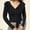 Black, variant on AOOCHASLIY 2023 Womens Sweater Women Summer Fashion Casual Loose Full-Sleeve Solid V Neck Ruffles Bandage Blouse Knitted Sweater