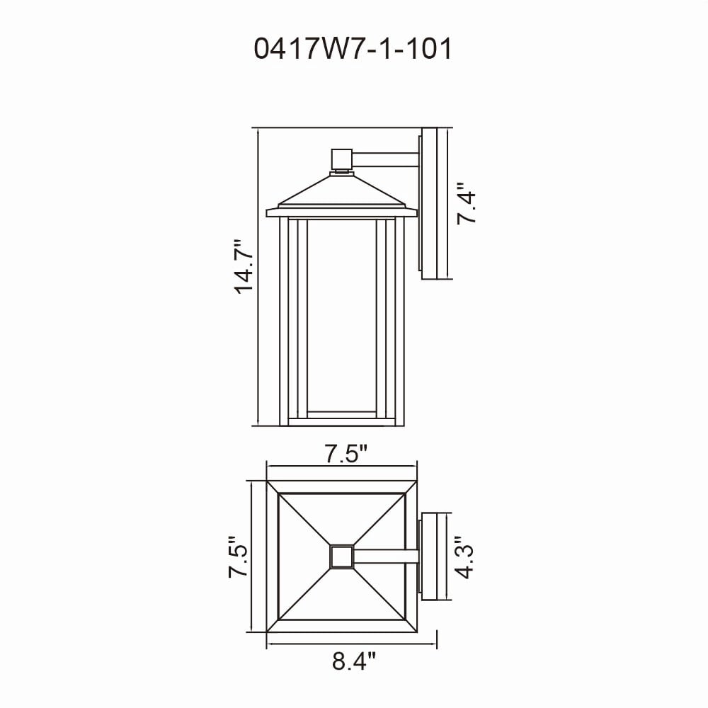 CWI Lighting Crawford 1 Light Metal Outdoor Wall Light in Black