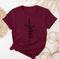 thumbnail image 4 of Camisetas de Cuello de Tripulación de Manga Corta para las Mujeres Cartas de Impresión de Pascua Camiseta de Manga Corta, Spandex de Poliéster, 4 of 5