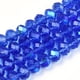 thumbnail image 1 of Electroplate Glass Beads Strands Half Rainbow Plated Faceted Rondelle Medium Blue 6x5mm Hole: 1mm about 85~88pcs/strand 16.1~16.5 inch(41~42cm), 1 of 4