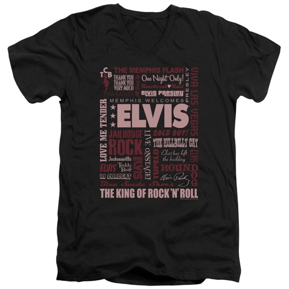 Elvis Presley Whole Lotta Type V-Neck T-Shirt Black