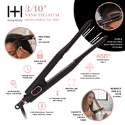 Hot & Hotter Nano Titanium Digital Pencil Flat Iron 3/10 inch Black