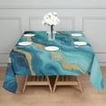 thumbnail image 3 of Teal Marble Gold Wave Pattern Square Tablecloth,Waterproof Square Table Cover,Wipeable Spillproof Washable Table Cover for Home Kitchen Party Decor 42"X42"(107x107cm), 3 of 6