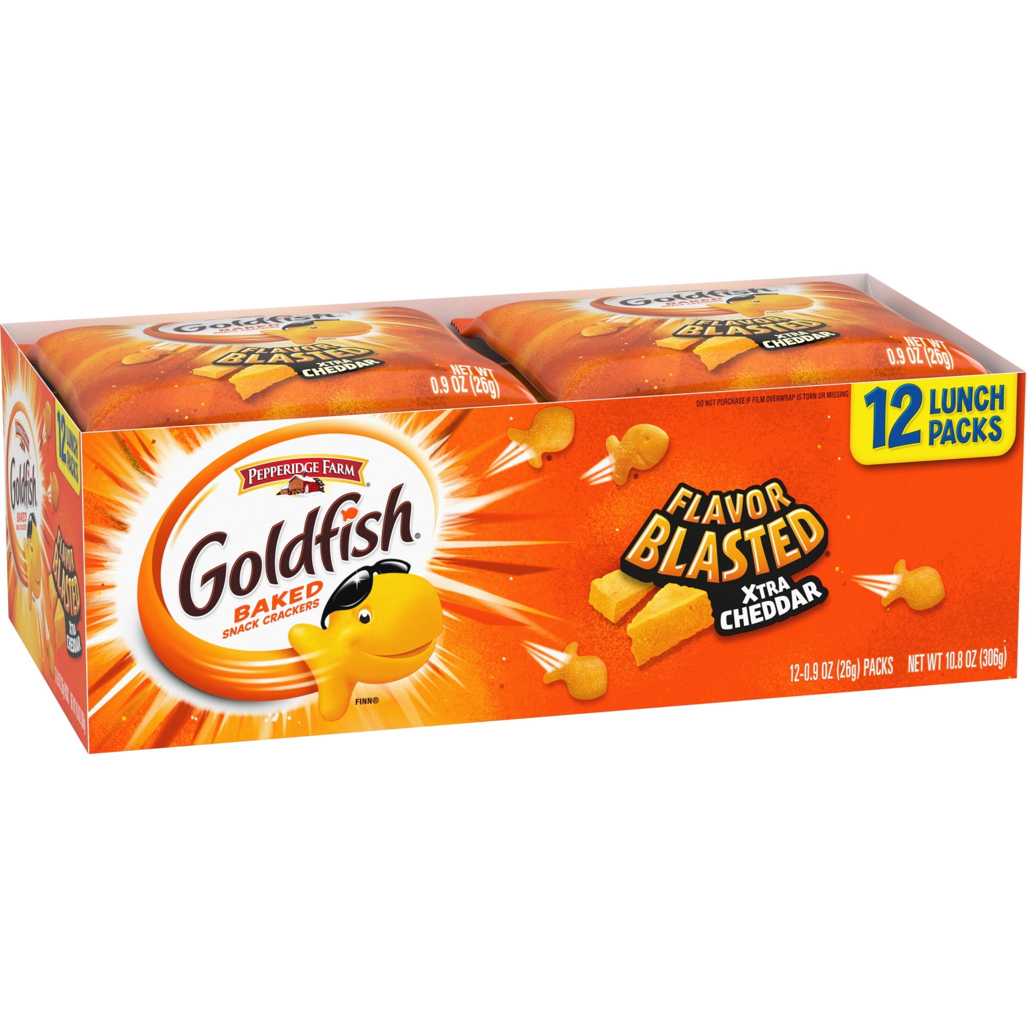 Goldfish Flavor Blasted Crackers, Xtra Cheddar Snack Packs, 12 Count Multipack(pack of 2)
