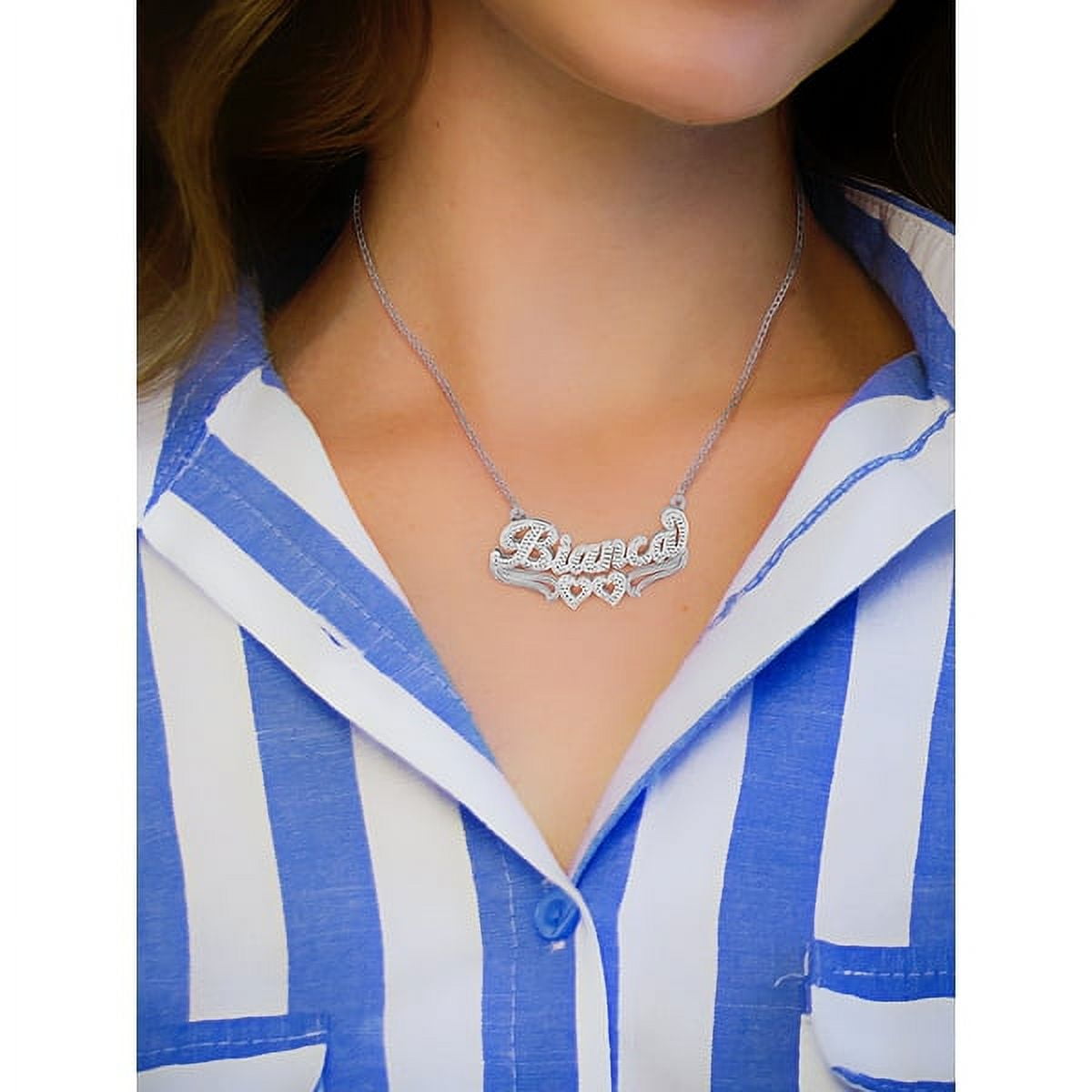 Personalized Name Necklace with Hearts and Tail