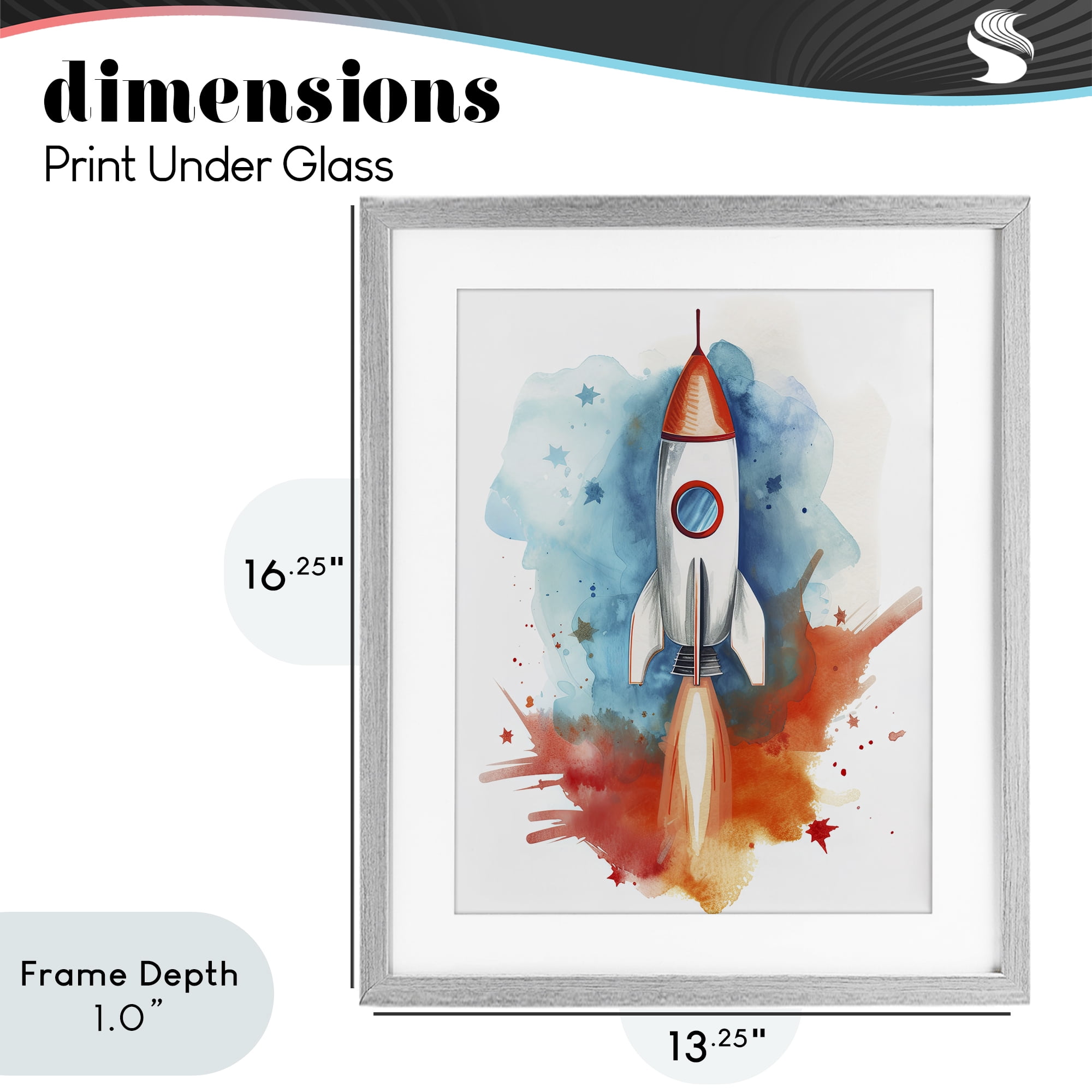 Stupell Industries Rocket Launch Adventure Gray Framed Print Under Glass, design by Ray Powers