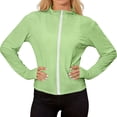 thumbnail image 5 of Garbnen S-5XL Women's Rash Guard Long Sleeve Zip Front Womens Sun Protection Shirts Summer Outdoor Running Tops for Women Going Out with Thumb Holes Green M, 5 of 7