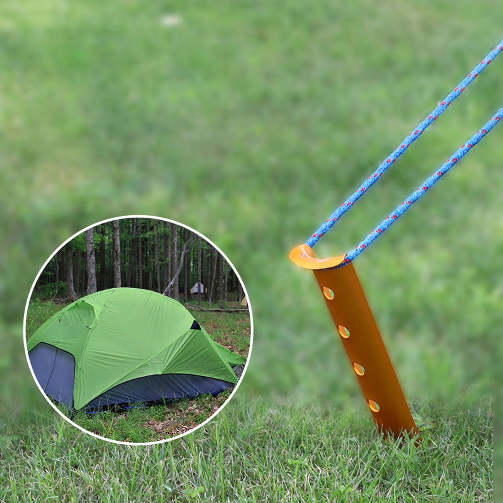 SIELUNO Outdoor Snow Sand Tent Stakes Pegs, Aluminum U Shaped Lightweight Tent Nails, Tent Accessories-Gold-31cm