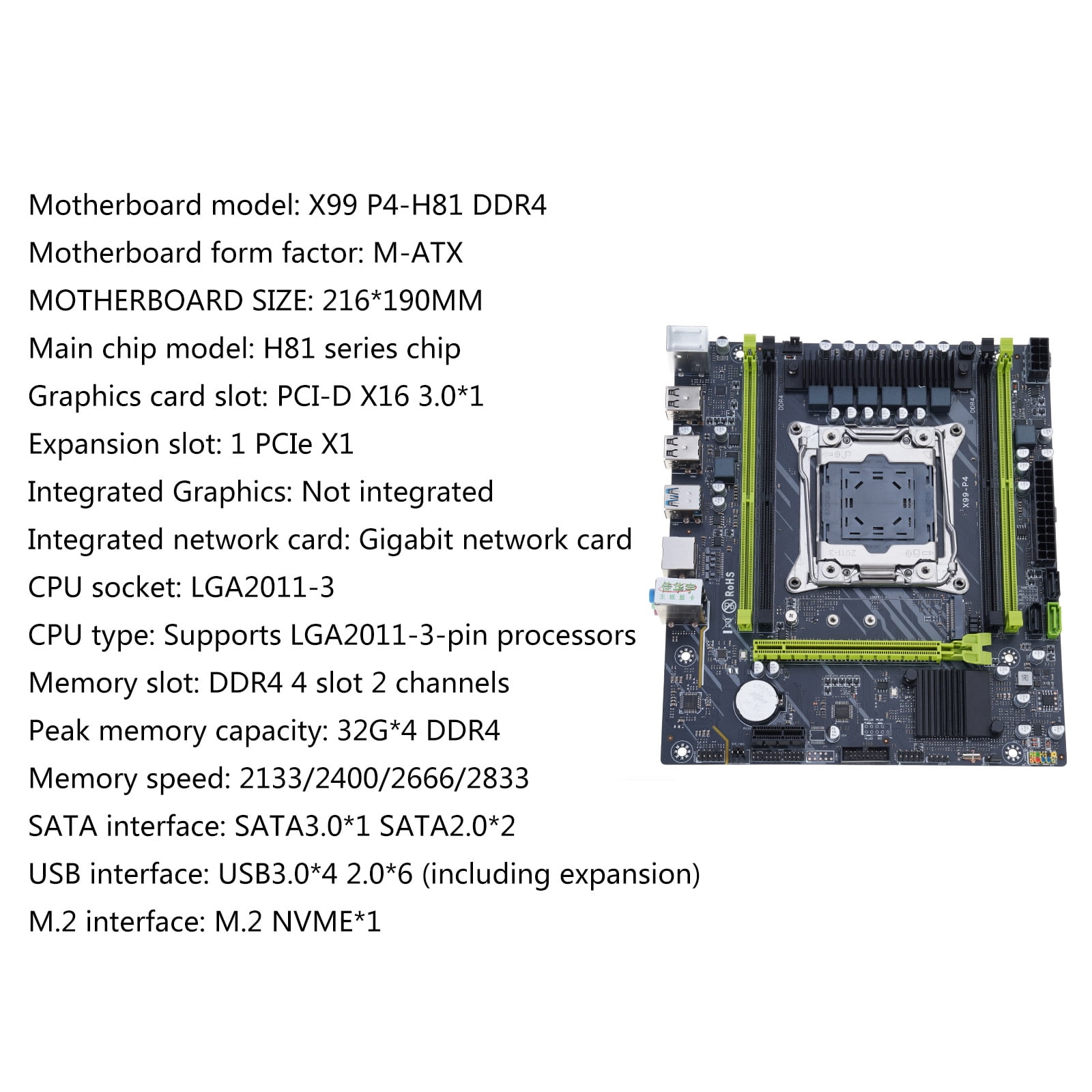 Motherboards Desktop Motherboards LGA2011-3 4xDDR4 6x USB2.0 2xUSB3.0 SATA3.0 NVME M.2 PCIE X16 Computer Motherboards