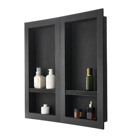 Shower Niche 16×32 Inch (2 Pack) Recessed Wall Niche Movable Shelf 4 Inch Thick Waterproof Soap Shampoo Organizer Black Square Bathroom Storage Shower Niche 16×32 Inch (2 Pack) Recessed Wall Niche Movable Shelf 4 Inch Thick Waterproof Soap Shampoo Organizer Black Square Bathroom Storage