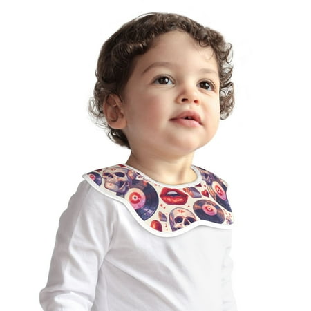 

Bingfone record rock Skull lips Soft Bibs for Baby Boy Girl 360 Rotate Petal Absorbent Bibs Washable for Drooling Teething