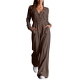 thumbnail image 3 of Cargo Jumpsuit for Women V-neck Long Sleeved Pants With Multiple Pockets Jumpsuit for Fall Winter, 3 of 8