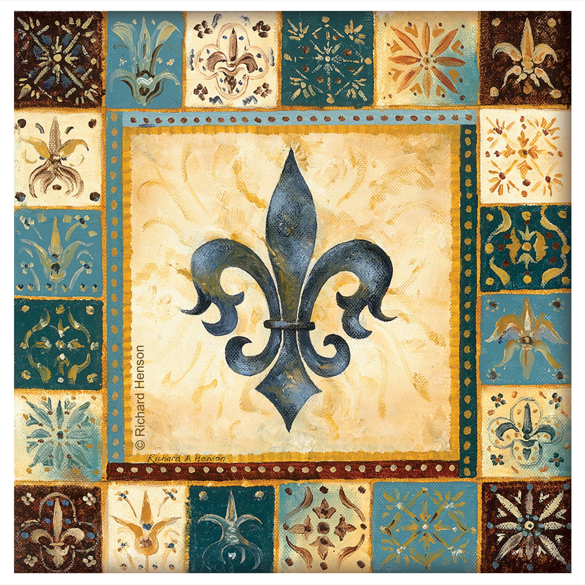 Thirstystone Occasions Drink Coasters, Set, Blue Fleur de Lis I
