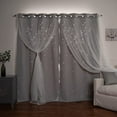 thumbnail image 4 of Best Home Fashion Set of 2 Tulle Overlay Star Cut Out Silver Grommet Curtains for Bedroom, Living Room, Kids Room, Sun Blocking Thermal Insulated Blackout Window Curtains (LT.Grey, 52" W x 96" L), 4 of 4