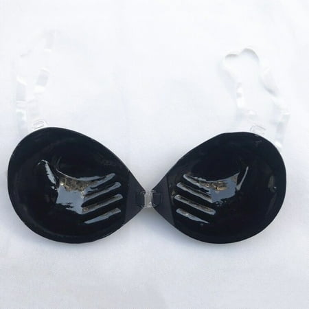 Outfmvch Sticky Bra Sticky Bra Push Up Strapless Bra Sticky Bra Strapless Reusable Bra Backless Front Button Sticky Bra Adhesive Up Silicone for Wedding Party Bras for Women(clearance) Black One Size