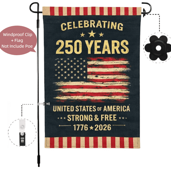 250th Anniversary Flag Celebrating 250 Years Anniversary Flags Retro 1776-2026 Patriotic Flags for Outdoor Lawn Garden Decor Doubleside Linen