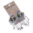 thumbnail image 3 of s bordadas multicolores Boho de s mujeres cuelgan del partido judío Púrpura Hugo Pendientes del perno prisionero cuelga, 3 of 10