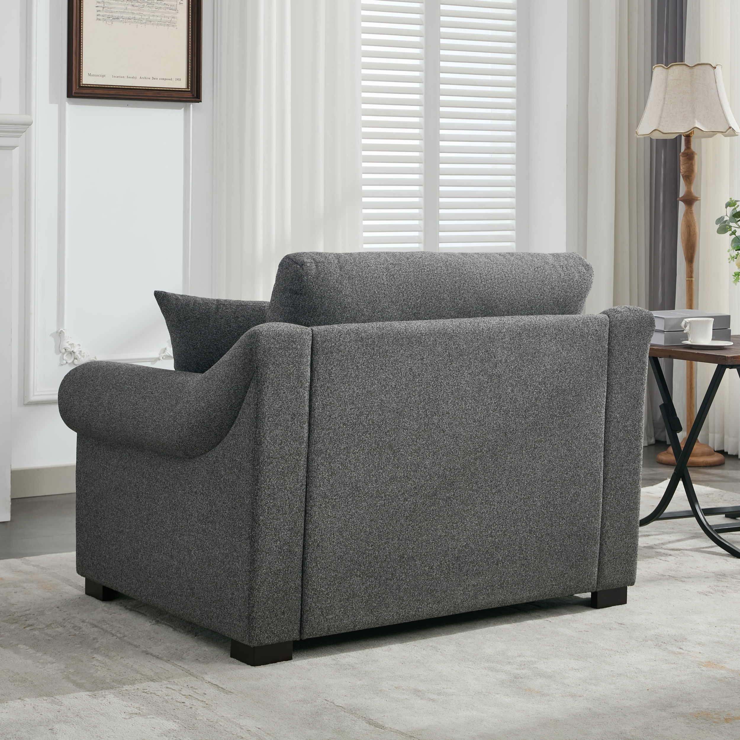 Euroco Modern Chenille Oversized Armchair, Chair and a Half, Single Sofa for Bedroom, Living Room,44.5" Wide, Grey