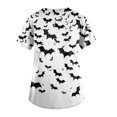 thumbnail image 3 of LINMOUA Plus Size Halloween Printed Working Uniform Tops For Women V-Neck Short Sleeve T-Shirts Workwear Tee With Pockets, 3 of 4