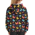 thumbnail image 6 of Xoenoiee Girls Hoodies Pullover Long Sleeve Sweatshirt Hooded Sweater with Front Kangaroo Pocket Fall Winter Athleticwear Tops for Kids Age 6-16 Years, Colorful Butterfly Pattern, S, 6 of 7