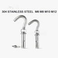 thumbnail image 2 of Expansion Screw Bolts, Anchor Bolt Hooks,Hollow Wall Anchors,Expansion Screws Hooks M6 M8 M10 M12 304 Stainless Steel Eye Bolt Open Anchor Hook For Basket Ceiling Fan Hanging(Length:4PCS,Size:M12) : 2, 2 of 5