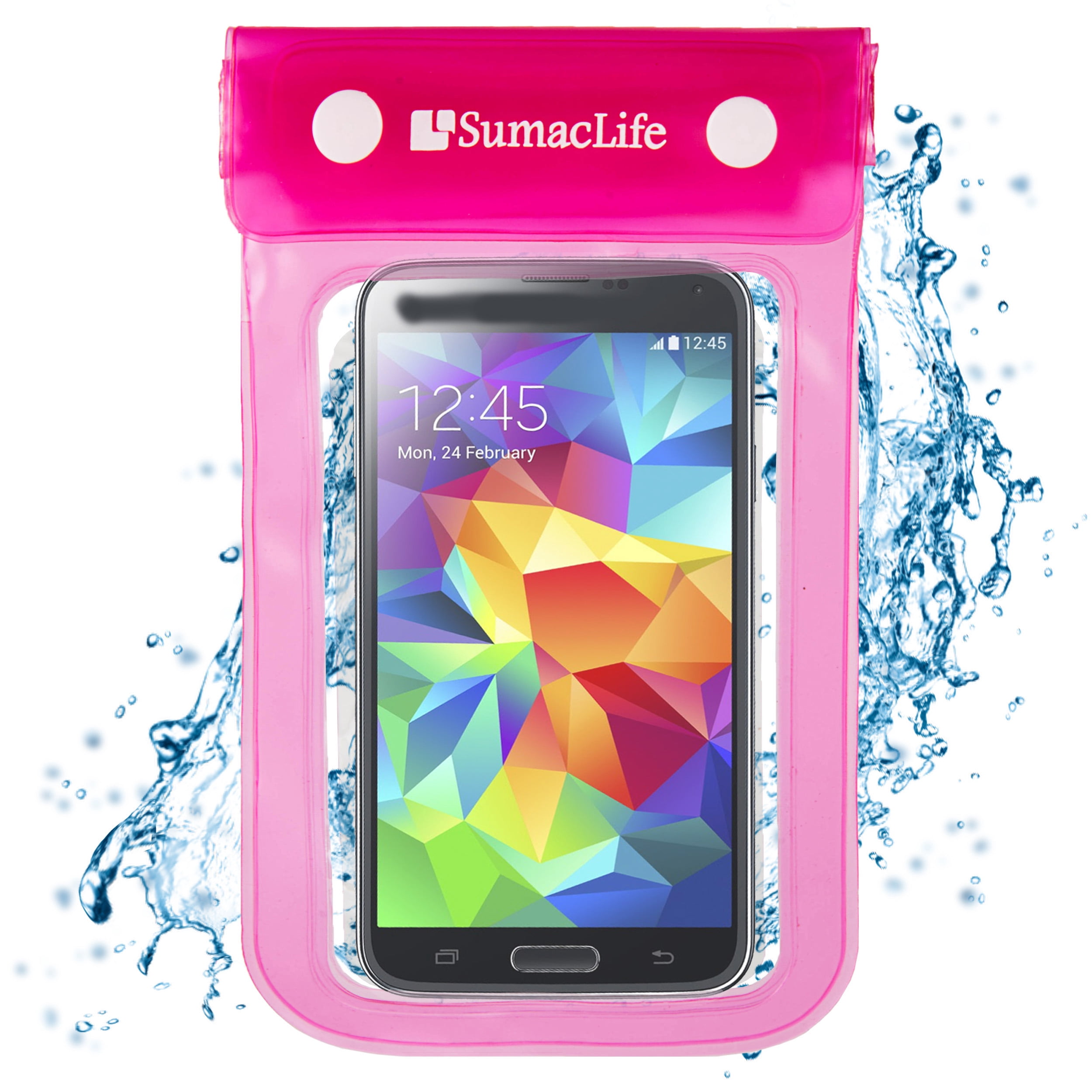 (2-Pack) Waterproof Phone Pouch Dry Bags with Strap – Universal Fit for Most Smartphones – Pink Clear Case
