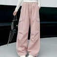 thumbnail image 4 of Bnwani Kids Cargo Pants Girls Work Long Loose Cargo Thin Printed Pockets Pants Pink 7 Years, 4 of 4