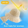 thumbnail image 3 of Sombrero de 56-58cm de circunferencia para mujer, sombrero de paja con perlas de encaje y bolso de paja, conjunto de sombrero de playa protector solar para el verano, 3 of 5
