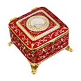 thumbnail image 3 of EHJRE Square Jewelry Box Small Trinket Box High End European Small Metal Decorative Jewelry Box Keepsake Gift Box Case for Necklace Gold Red, 3 of 9
