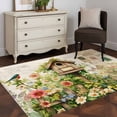 thumbnail image 3 of 3'x5' Area Rugs, Spring Floral Indoor Outdoor Area Rug for Living Room Bedroom, Birds Cabin Daisy Watercolor Botanical Farmhouse Washable Bathroom Rugs Kitchen Floor Carpet Mats Home Decor Aesthetic, 3 of 8