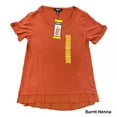 thumbnail image 6 of Nine West Women's Short Sleeve Sheer Bottom Emmy Top (Burnt Henna, XL), 6 of 6