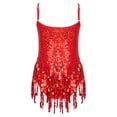 thumbnail image 2 of Zaldita Kids Girls Latin Dance Costume Sleeveless Sequins Tassel Hem Tango Rumba Performance Dancewear Red 12, 2 of 7