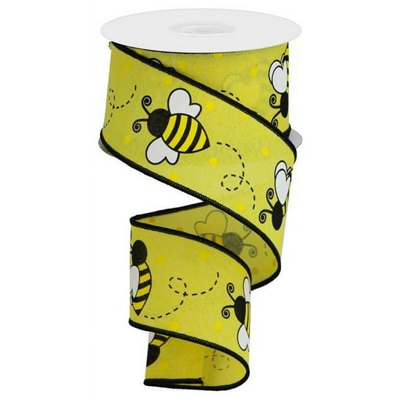 Bumblebee White Yellow Black Bee Ribbon: 2.5 Inches X 10 Yards