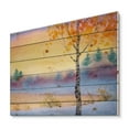 thumbnail image 2 of Designart 'Evening Sky Over Lake Winter Landscape' Traditional Print on Natural Pine Wood, 2 of 5