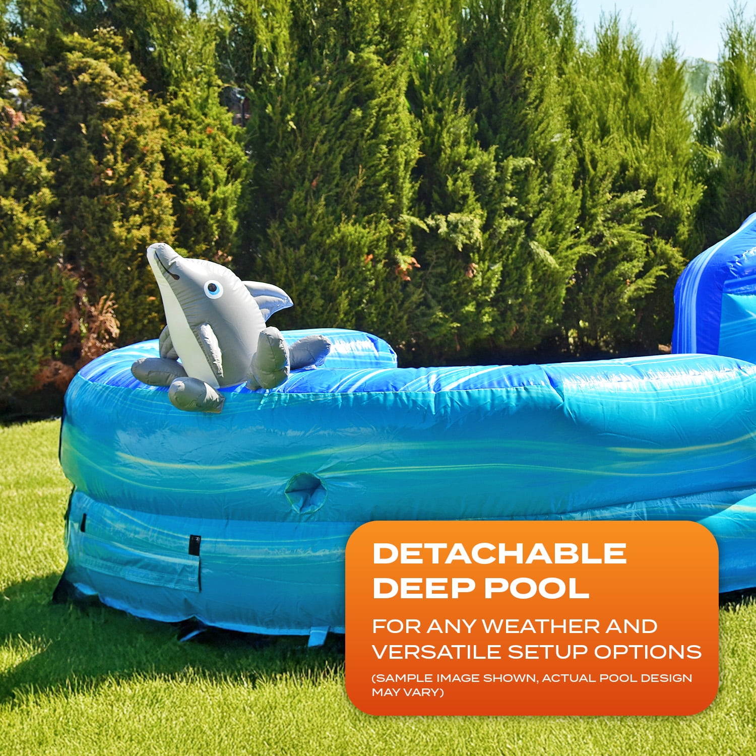 JumpOrange Dolphin 19 ft Inflatable Water Slide (with Blower)