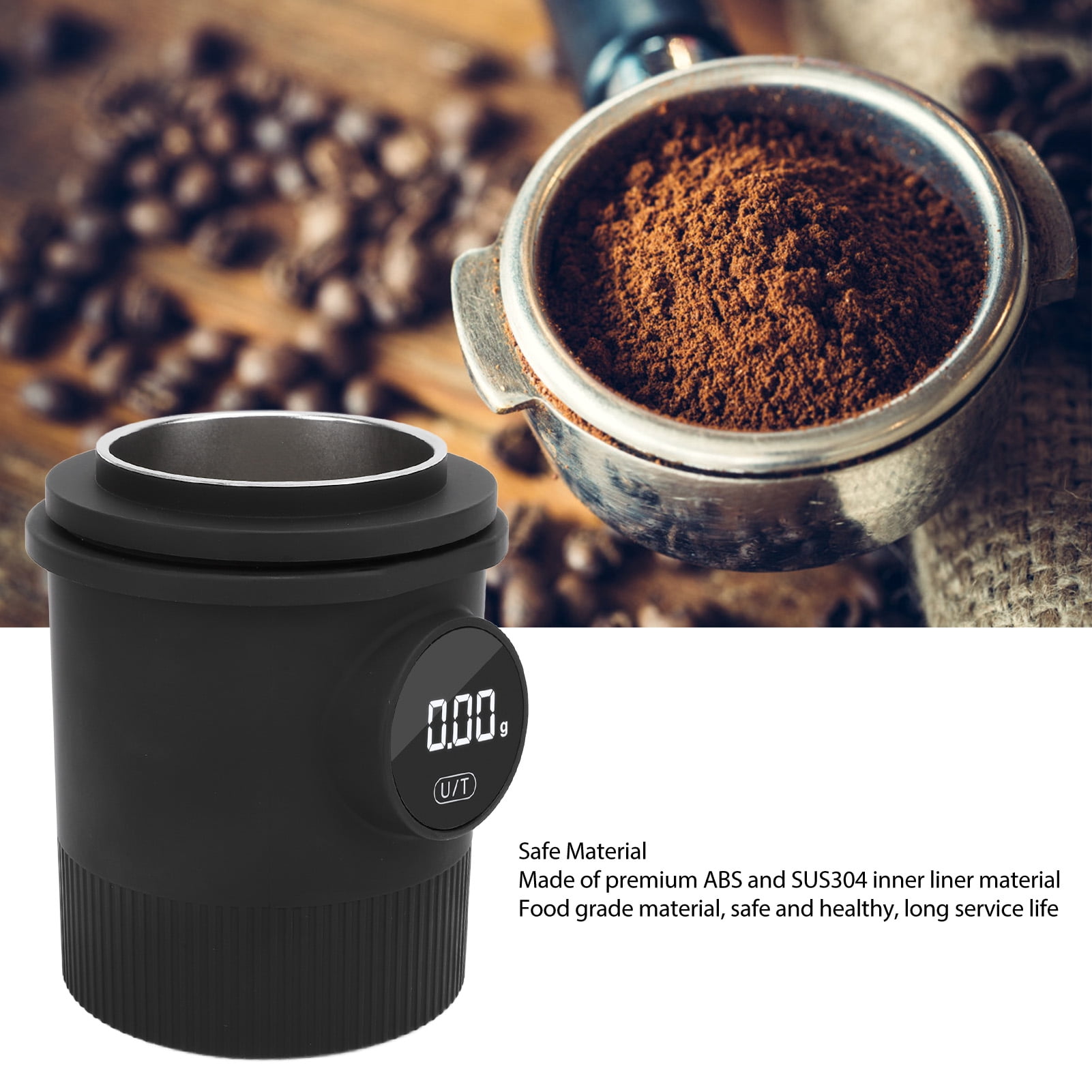 Suodoka Digital Coffee Powder Weighing Cup 58mm Dosing Scale High Accuracy Espresso Pour Over Electronic Scale 500g Capacity USB Rechargeable Battery ABS SUS304 Kitchen Tool 5.5 inches / 14 cm