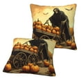 thumbnail image 2 of Halloween Throw Pillow Covers, Halloween Rice Field Pumpkin Skull Halloween Decorations Square Pillow Cases with Invisible Zipper for Bed Couch Sofa, Farmhouse Halloween Decor-2 Pack 16x16, 2 of 6