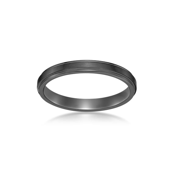 Men's Black Zirconium Thin Flat Edge Wedding Band Ring - 3MM - Size 7.5