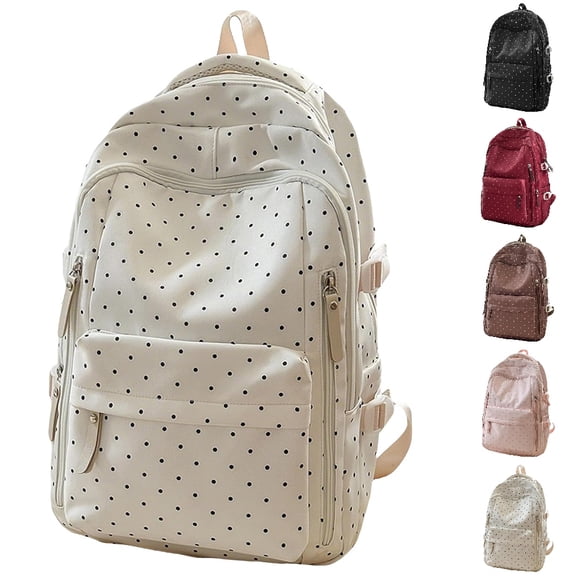 HJYCHN Bookbag for Girls Dot Print Large Capacity Daypack Back to School Supplies for Kids and Backpack for Boys E