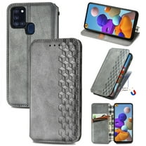 Galaxy A21S Wallet Case, Dteck Premium PU Leather Flip Folio Wallet Case with Card Slot Magnetic Closure Case for Samsung Galaxy A21s SM-A217 ,Gray