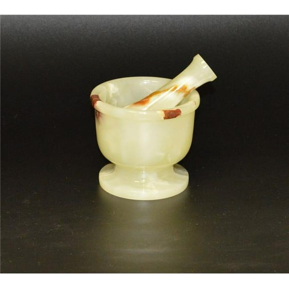 4 in. Modern Style Mortar & Pestle Set&#44; Light Green Onyx