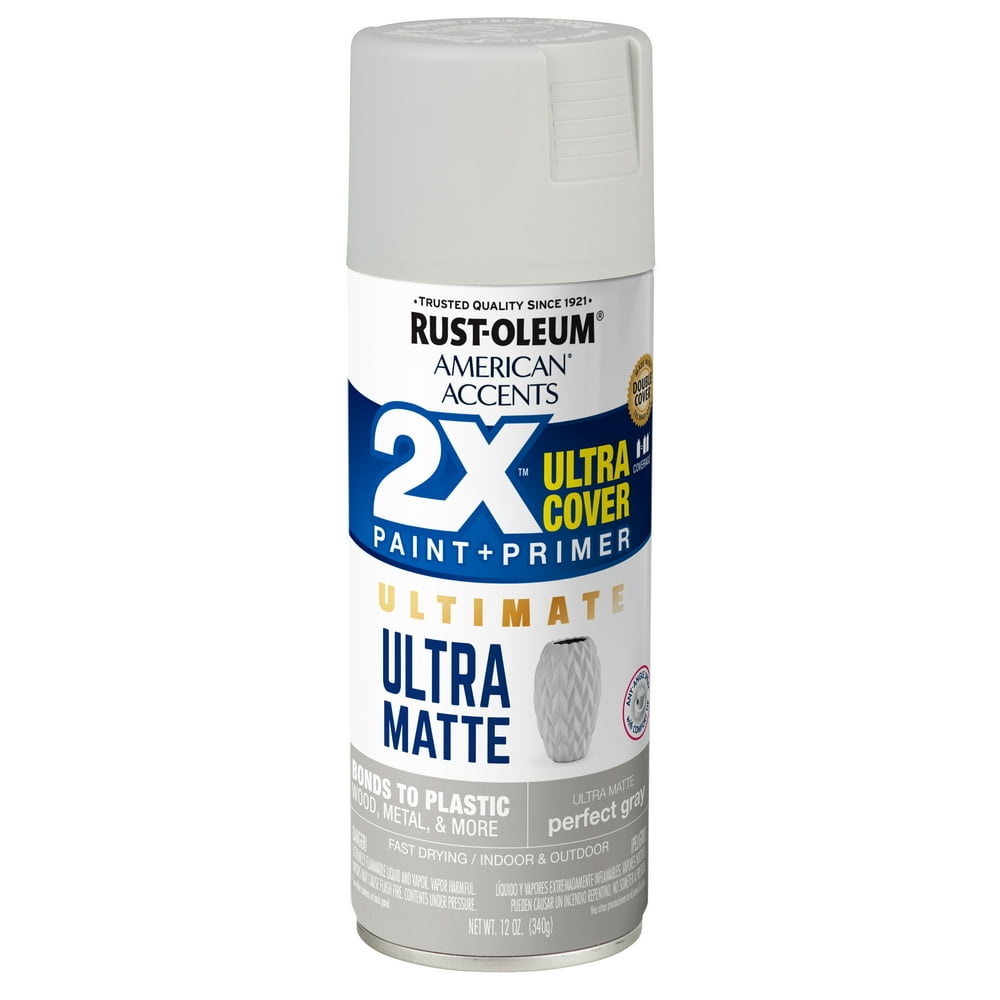 Perfect Gray, RustOleum American Accents 2X Ultra Cover Ultra Matte Spray Paint, 12 oz