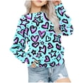 thumbnail image 2 of SGFCWSX Oversized Sweatshirt for Girls Crew Neck Heart Print Pullover Top Toddler Fleece Sweatshirts Multicolor Size 2-3T, 2 of 5