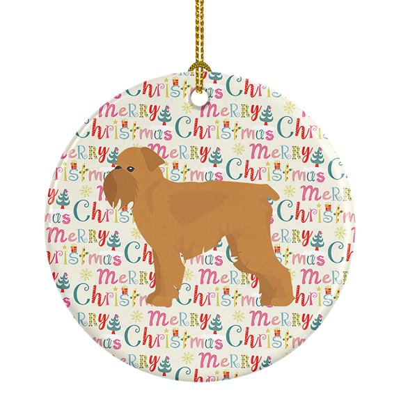 Brussels Griffon Merry Christmas Ceramic Ornament 2.8 in x 2.8 in