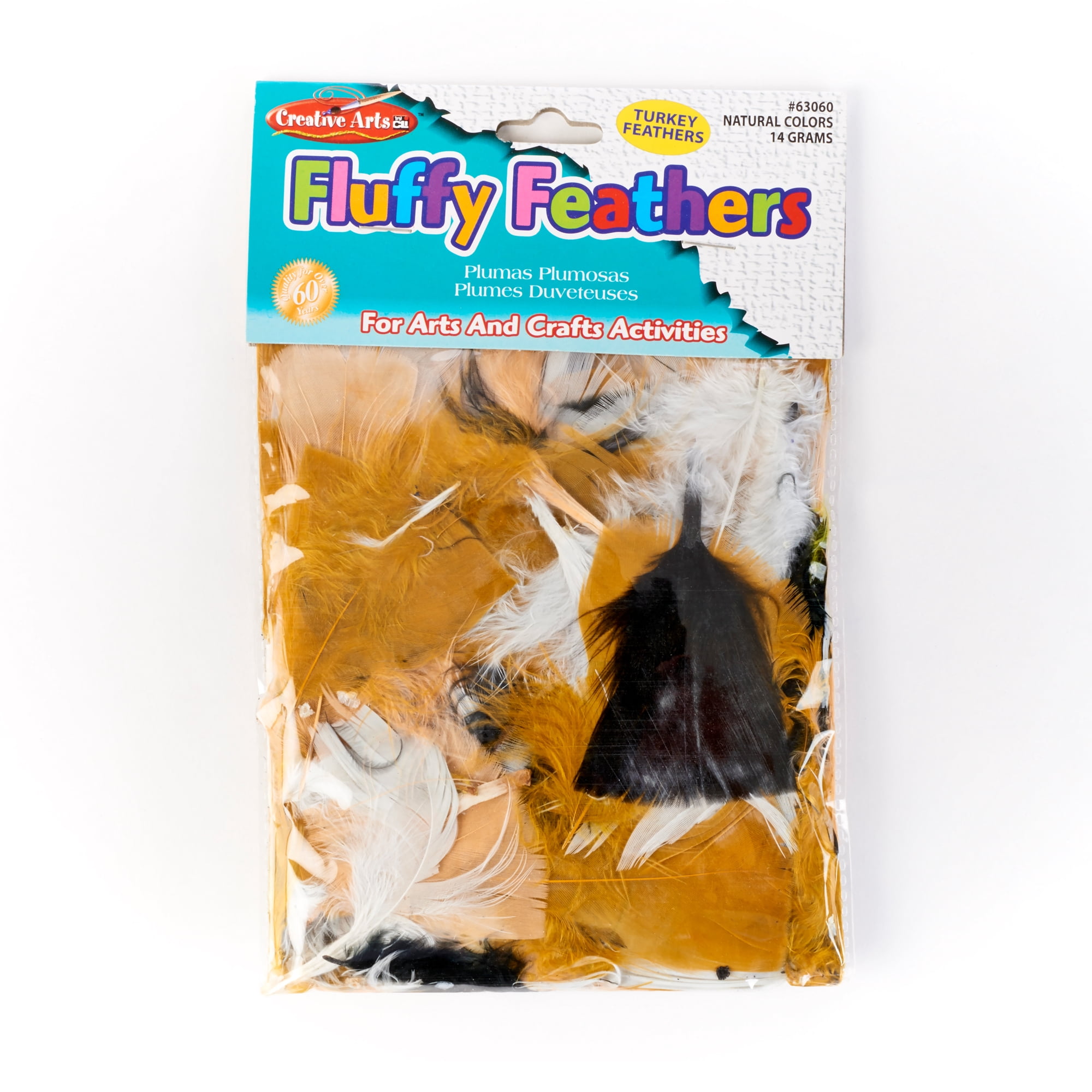 Charles Leonard Turkey Feathers, Natural Colors, 14 Grams Per Pack, 12 Packs